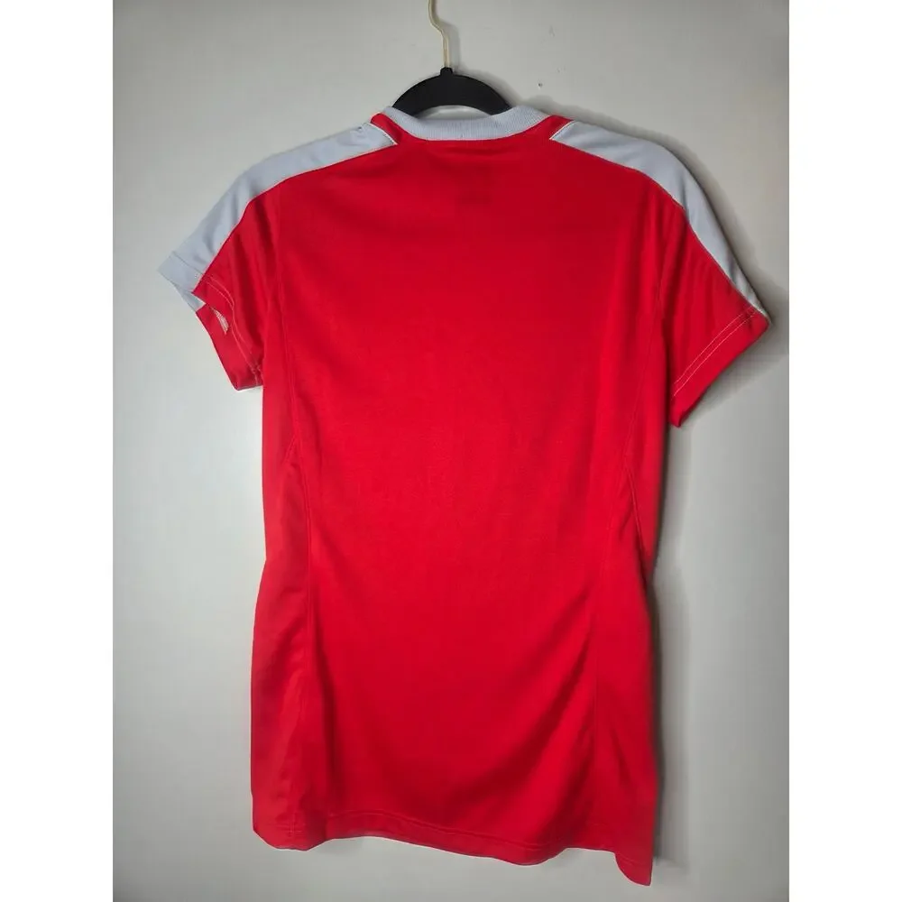 Nike Dri-FIT Women’s Small Red Gray V-Neck Short Sleeve Soccer Shirt